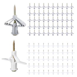Bumnay 100 Set Drywall Anchor Kit Hollow Wall Anchors Plasterboard Plugs Screws Nylon Expansion Tube Pipe for Curtain Gypsum Board Drywall (2 Styles)