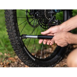 BBB Cycling SingleShot MTB Mini Bike Pump| High Volume MTB Pump with Presta Valve | Lightweight and Fits In Back Pocket | BMP-103