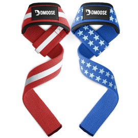 DMoose Fitness Lifting Straps - 4mm Neoprene Padded Wrist Straps for Weightlifting & Powerlifting - Cotton Lifting Strap with Silicone Grip for Men & Women (American Silicone)