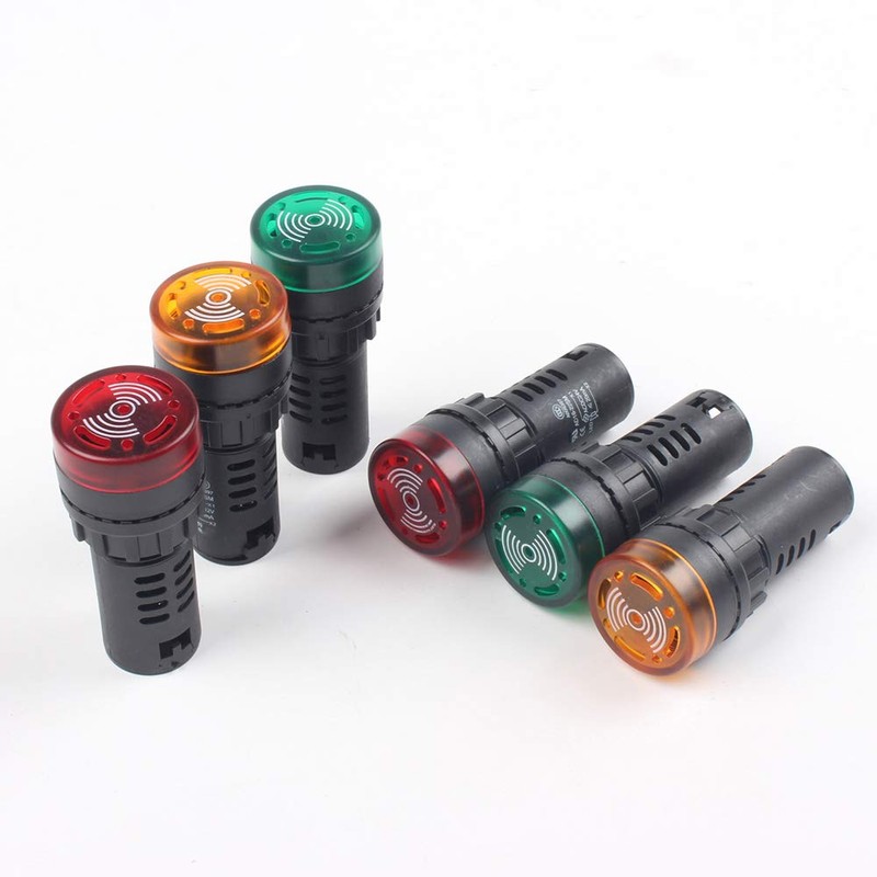 tooloflife Red Indicator Light with Buzzer AC/DC 24V/220V 22mm Indicator