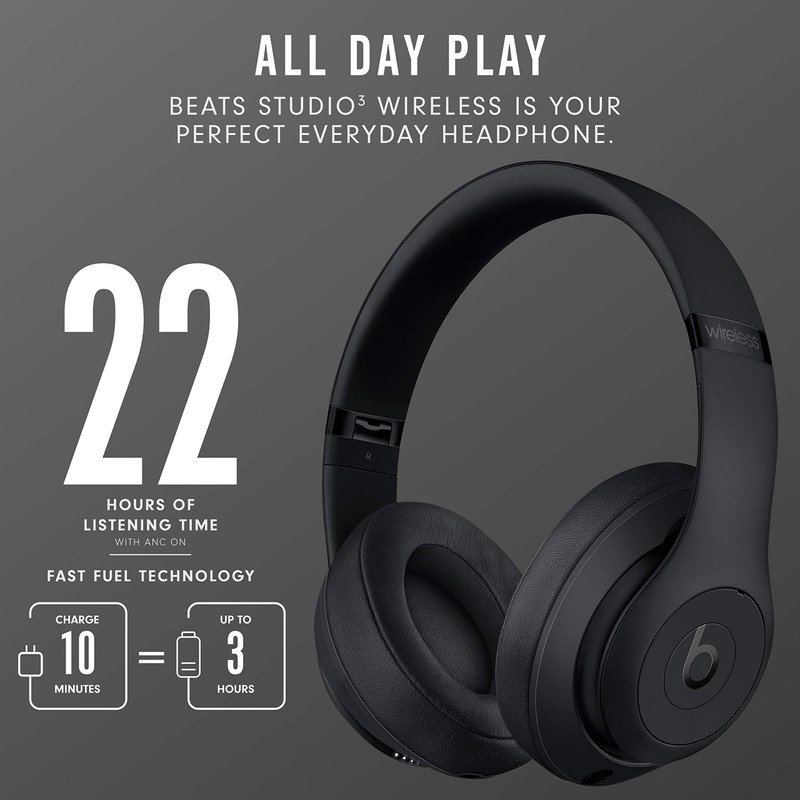 Beats Studio 3 Wireless Bluetooth Headphones (Over Ear) - Matte
