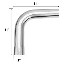A-KARCK Exhaust 90 Degree Tube 3" OD 2 Pack, Stainless Steel Exhaust Pipe Mandrel Bend, Custom Your Own Exhaust System