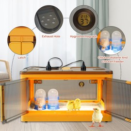 Chicken Brooder Box for Chicks, Brooder Box with Feeder and Waterer, Brooder Heater Warms up to 20 Chicks, Poultry Breeding Box Suitable for Chicks Duckling Parrot Lizard (Large)