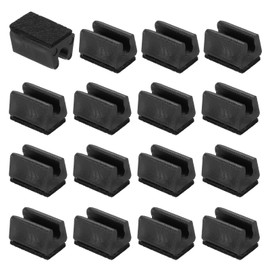 PATIKIL 16pcs Rectangle Chair Leg Cover with Felt Pad, 8mm Slide Smoothly No Scratches No Noise Furniture Feet Hardwood Protectors Tips Floor Glides Tubing Caps for Office,Black Black