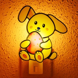 Rossesay Glass Bunny Night Light Plug into Wall Rabbit Night Light Cute LED Rabbit Nightlights Plug in for Home Hallway Party Decoration