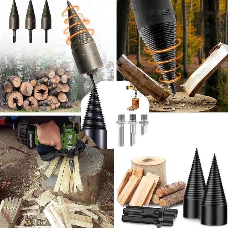 Changyeah Step Drill, Firewood Splitter Drill with 3 Drill Handles,