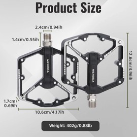 MTB Pedals Bicycle Pedals Set, Mountain Bike 3 Bearings Bicycle Pedals Trekking Gravel Bike Aluminium Alloy Super Light Non-Slip Durable for Mountain Bike BMX E-Bike Axle 9/16