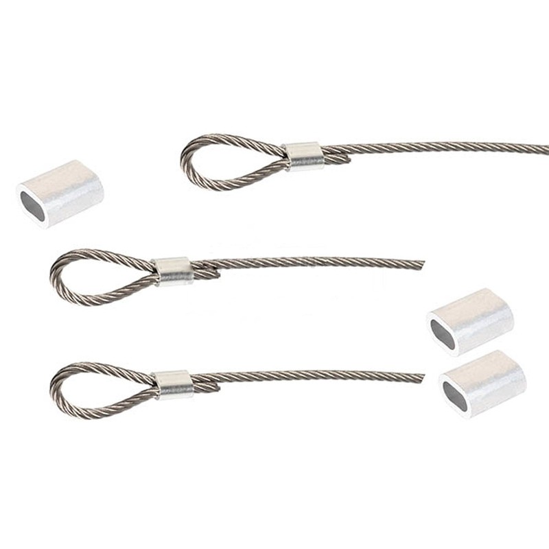 Futheda 50 pcs Aluminum Crimping Loop Sleeve Clips Oval Shaped