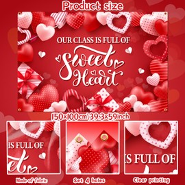 My Class Is Full of Sweethearts Banner, My Class Is Full of Sweethearts Backdrop Valentines Day Decorations for Classroom, Valentine Classroom Decorations Banner for Student Kids School Class