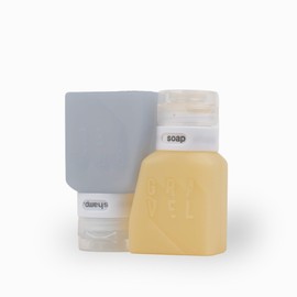 Gravel Silicone Travel Bottles for Toiletries 3oz (2-Pack) – Leakproof, BPA-Free, TSA Approved Travel Bottles with Label System for Shampoo, Conditioner, and Liquid Toiletries (Honey & Glacier)