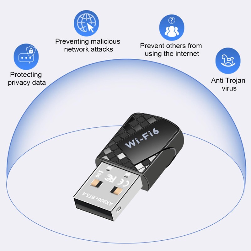 WLAN Stick USB Adapter Pc, Ax900 WiFi 6 Antenne, WLAN
