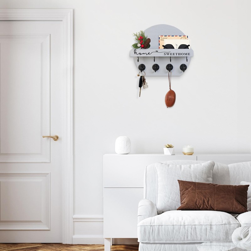 Key Holder for Wall Key Hooks Wall Mounted with Dried