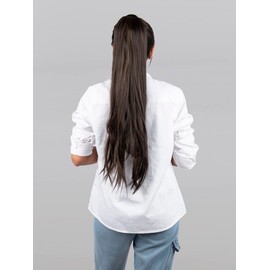 Stasia Street 20-Inch Straight Clip-In Pony Tail Korean Synthetic Breatheable Hair Extensions for Women Natural Look Instant Volume & Length – Golden Highlights