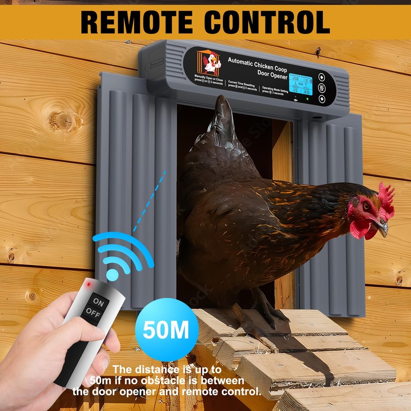 GROPOW Automatic Chicken Coop Door, Extra Large Size, Anti-Pinch Design,Programmable