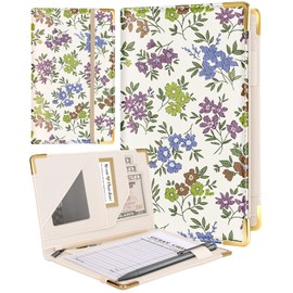 Slohif Server Book for Waitress Cute Serving Books with Zipper Pocket Accessories Leather Server Check Book Restaurant Waiter Server Booklet Organizer Ticket Book Holder Flower