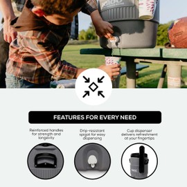 Igloo 5 Gallon Portable Sports Cooler Water Beverage Dispenser with Flat Seat Lid, Insulated Beverage Dispenser, Grey/Black