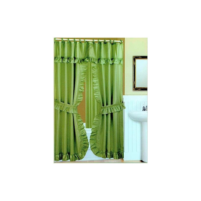 Better Home Mosaic Double Swag Fabric Shower Curtain, with Vinyl