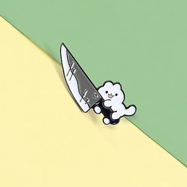 Jowxsx White Cute Cartoon Cat Enamel Lapel Pin Funny Cat Badge Brooch Pins for Clothes Backpacks Hats Handbags Cute Design Metal No Gemstone Brass, Brass