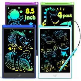 TECJOE 4 Pack LCD Writing Tablet, 8.5 Inch Colorful Doodle Board Drawing Tablet for Kids, Kids Travel Games Activity Learning Toys Birthday Gifts for 3 4 5 6 Year Old Boys Girls Toddlers Preschooler