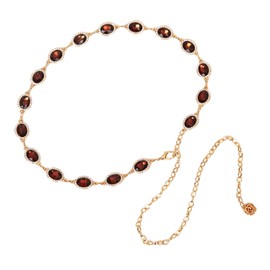 ILuvatar Diamond Chain Wine Glass & Dress Metal Belt - Women's Western Style Oval Decoration, 46