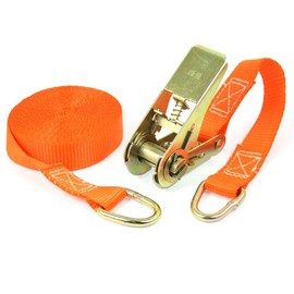IIVVERR Metal D Shape Loop Cargo Binding Ratchet Tie Down Strap 5M 16ft Orange (Metal D Shape Loop Enlace de carga Ratchet Tie Down Strap 5M 16ft Orange