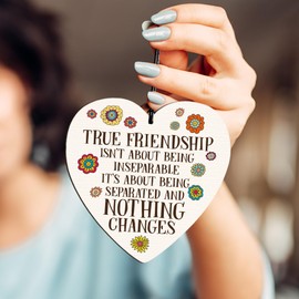 Dorothy Spring True Friendship Quote Hanging Wooden Heart Wall Sign Love Plaque Gift for Friends Inspirational Keepsake