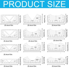 Set of 12 T-Shirt Alignment Ruler, T-Shirt Guide Ruler, T-Shirt Ruler Guide, T-Shirt Ruler Guide Tool Set, DIY T-Shirts Alignment Rulers, Ruler for Sewing for Crew Neck and V-Neck