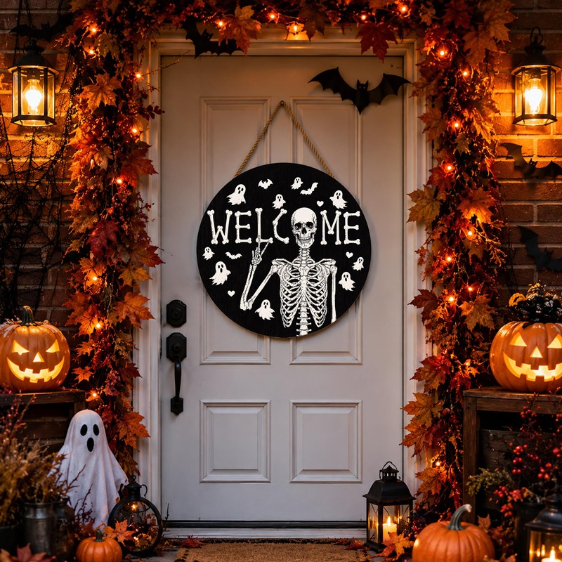 Halloween Decorations - Halloween Skeleton Welcome Sign for Front Door