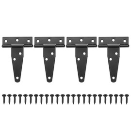 M METERXITY 4-Pack Iron T-Strap Shed Door Hinges, 3 Inch Barn Door Gate Hinges, Tee Hinge Wrought Hardware with Screws for Wooden Fences/Yard/Barn Door [Black]