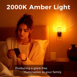 L LOHAS LED Night Light, Dimmable Night Lights Plug into Wall, Automatic Night Lights Plug in with Auto Light Sensor,Adjustable Brightness Amber LED Night Light, for Bedroom Hallway Home Decor