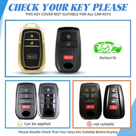 MILD EAST Key Fob Cover for Toyota with keychain, Soft TPU Key Shell Case for 2022-2025 4runner Prius Corolla Cross Hatchback Tundra Sequoia LE XLE, 3 Button (Gold/Black)