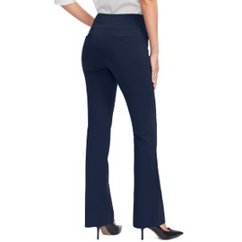 Rammus Womens High Waist Yoga Dress Pants with 5 Pockets High Waist Stretch Work Pants for Women Bootcut Leg Slacks for Office Business Casual Navy