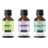 3 Pack Aceite Esencial Puro Lavanda Menta Eucalipto 30ml C/u