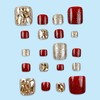 Ballerina Rhinestones Press on Toenails Red Glitter False Toenails Glossy