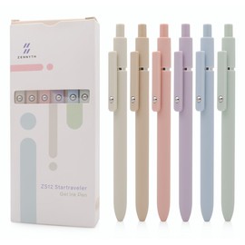 czxwyst 6pcs Retractable Gel Ink Pens 0.5mm Fine Point Black Ink Ballpoint Pens for Daily Writing (Macaron)