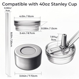 40oz Tumbler Detachable Flip Straw Lid for Cup Accessory, Leak Proof Replacement Lids for 40oz Mug, No Spill Flip Reusable Compatible Cover(Black)