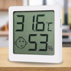 Digital Thermometer/Hygrometer, Large LCD Screen, Energy Saving, High Precision, Back Sticker Included, Hygrometer, Thermometer, Compact, Simple, Comfortable Face Display Included, Fahrenheit