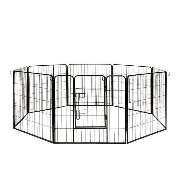ALEKO Dog Kennel Pet Playpen | Heavy Duty Exercise Cage Fence | 8 Panel | 32 x 32 Inches | Black | DK32X32