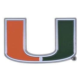 FANMATS 22226 Miami Hurricanes 3D Color Metal Emblem, Diecut Team Logo Auto Emblem