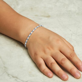 Philip Jones Silver Plated Adjustable Blue Tennis Bracelet Created with Zircondia® Crystals