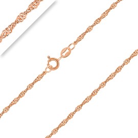 Planetys - Children's and Baby Singapore Chain 925 Sterling Silver 18K Rose Gold-Plated Chain - Necklace - 1.4 mm Wide Various Lengths 32-34-36-38-40 cm, Sterling Silver