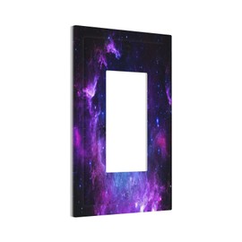 Galaxy Outer Space 1 Gang Light Switch Cover Single Rocker Purple Nebula Wall Plate Receptacle GFCI Universe Planet Decorative Faceplate Standard Size for Bathroom Bedroom Home Decor