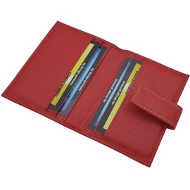 myledershop MJ-Design-Germany XXL Buffalo Leather Credit Card Case with RFID and NFC Protection (Black), red, Credit card sleeve