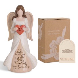 Storieme 40th Birthday Gifts for Women: Happy Birthday Presents for Mum Friend Sister 40 Years Old Lady Woman Angel Figurine Decorations Ornament 7.5-Inch