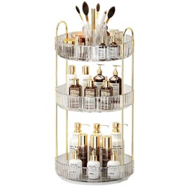 ABENNLY - Organizador de Maquillaje Giratorio de 360, Organizador de Cambiador con Soporte para Cepillo para Polvo de Maquillaje,3 niveles,Se adapta  