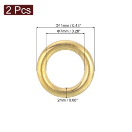 QUARKZMAN Pack of 2 O-Ring Buckles 14 mm/055 Inch Seamless Welded Brass Circle 35 mm Thick for Luggage Straps Crafts DIY Decoration Gold, gold