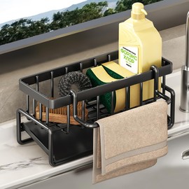 Sink Organiser, Kitchen Organiser Sink with Drain Pan, Sink Organiser, Anti-Rust and Quick Drainage, Sink Organiser for Kitchen, Bathroom, Sink Organiser for Kitchen, Bathroom