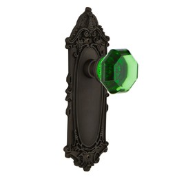 Nostalgic Warehouse 721326 Victorian Plate Passage Waldorf Emerald Door Knob in Oil-Rubbed Bronze, 2.375