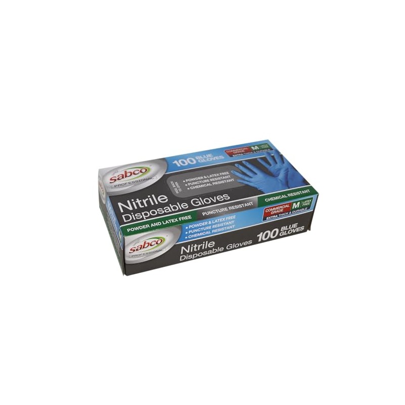 SABCO BLUE NITRILE DISP GLOVES MEDIUM BOX 100