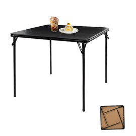 Elevon 34" Square Folding Table, Portable Card Table with Collapsible Legs and Padded Sponge Top for Indoor/Outdoor Use, Perfect for Camping, Office, Party and Dining, Black